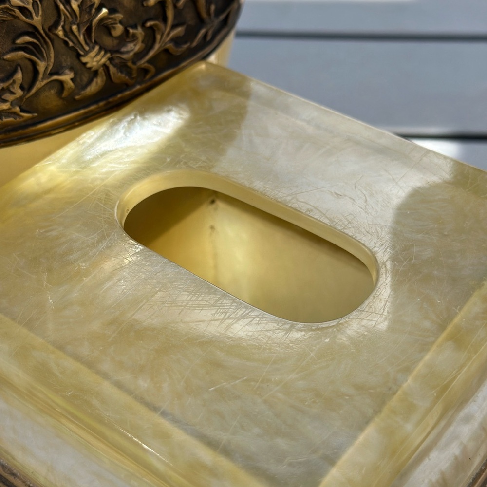 Wamsutta Bronze bathroom trash can soap dish tissue box set heavy good quality - Picture 3 of 15